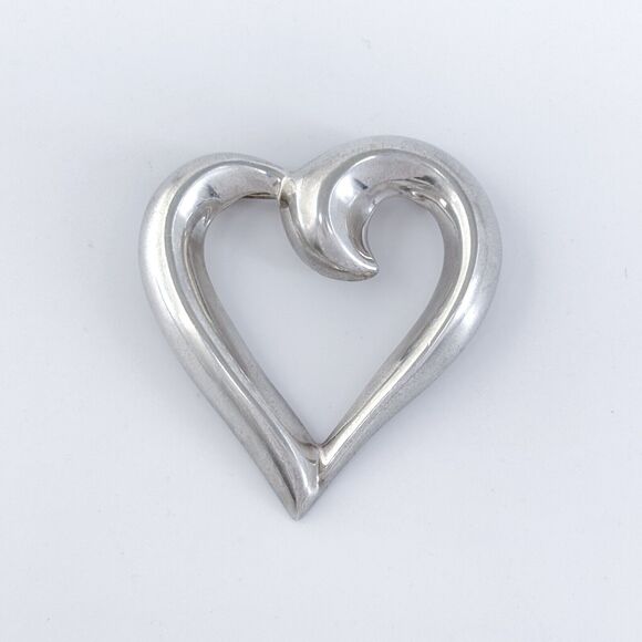Vintage Thailand SU Sterling Silver 925 Open Heart Pendant - Picture 2 of 7